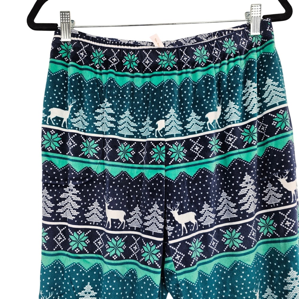 Joyspun Women's Christmas Pajama Set Set Long Sleeve Deer Trees Fair Isle Medium - Picture 5 of 11